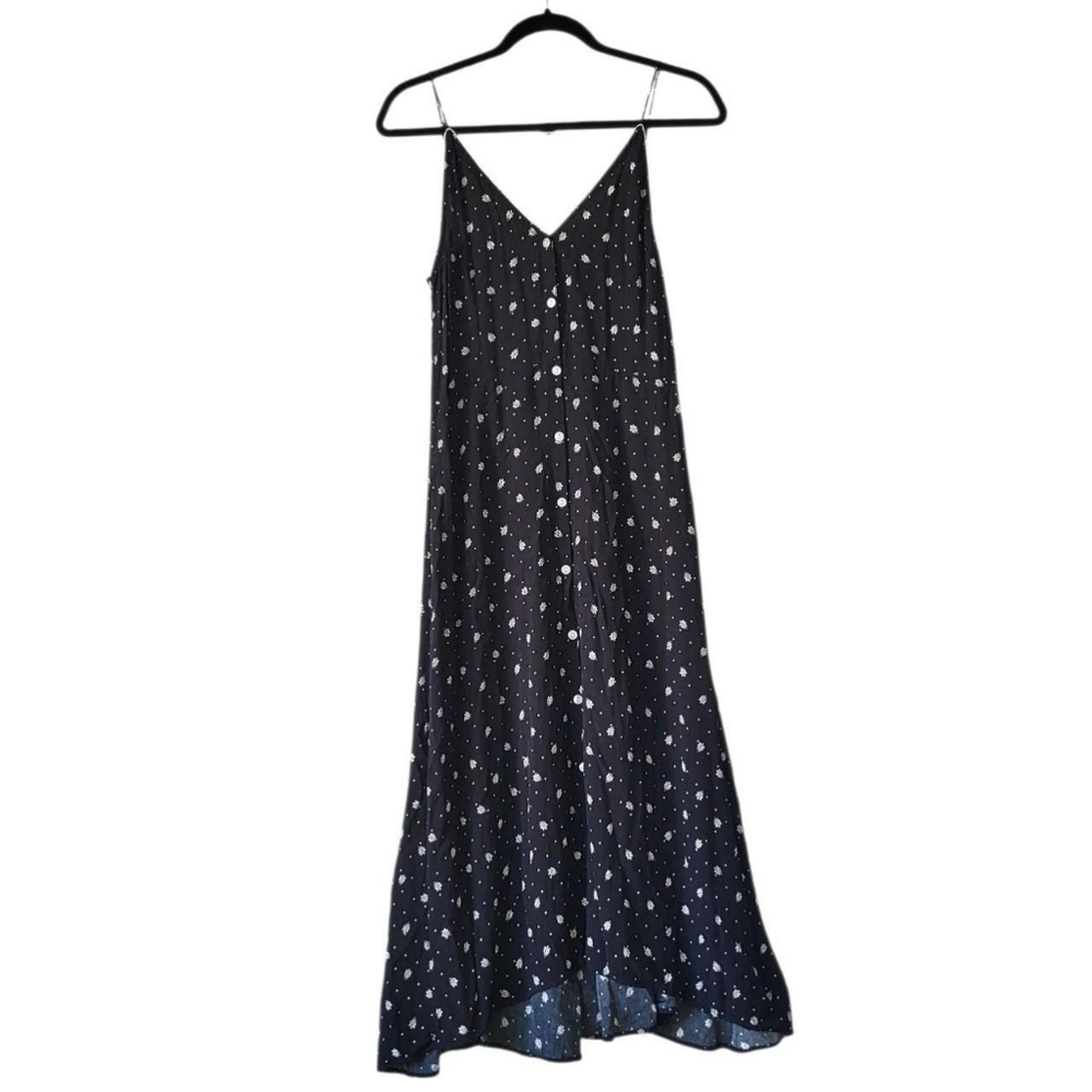 Black Polka Dot Midi Slip Dress